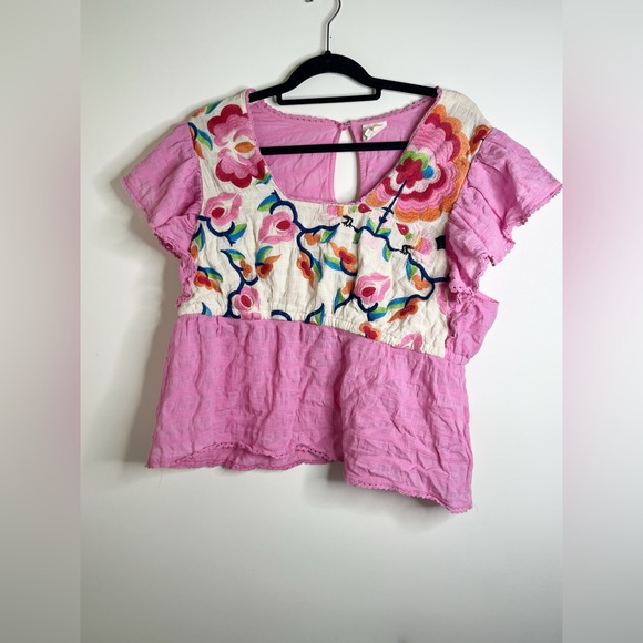 Anthropologie Plenty by Tracy Reese Embroidered Babydoll Blouse - Picture 6 of 12